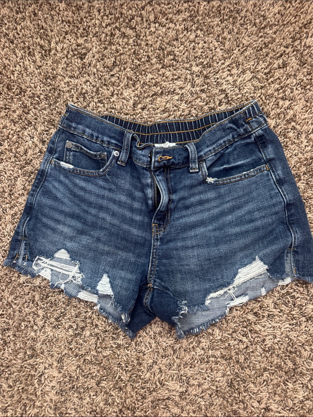 aerie Distressed Dark Blue Denim Shorts